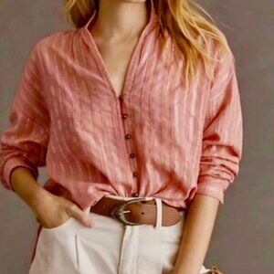 Anthropologie Pilcro Tavi Pink Button-Up Blouse - M